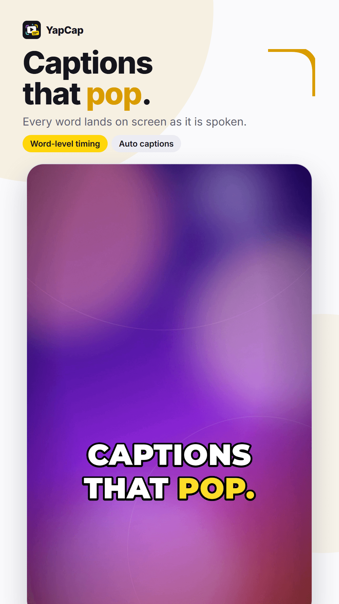 A video with bold yellow-highlighted captions