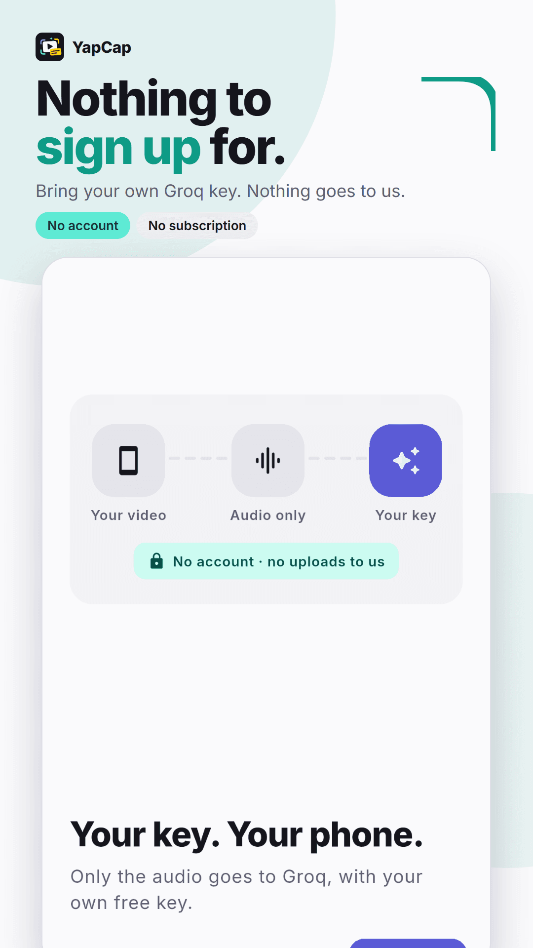 Setup screen showing no account is needed