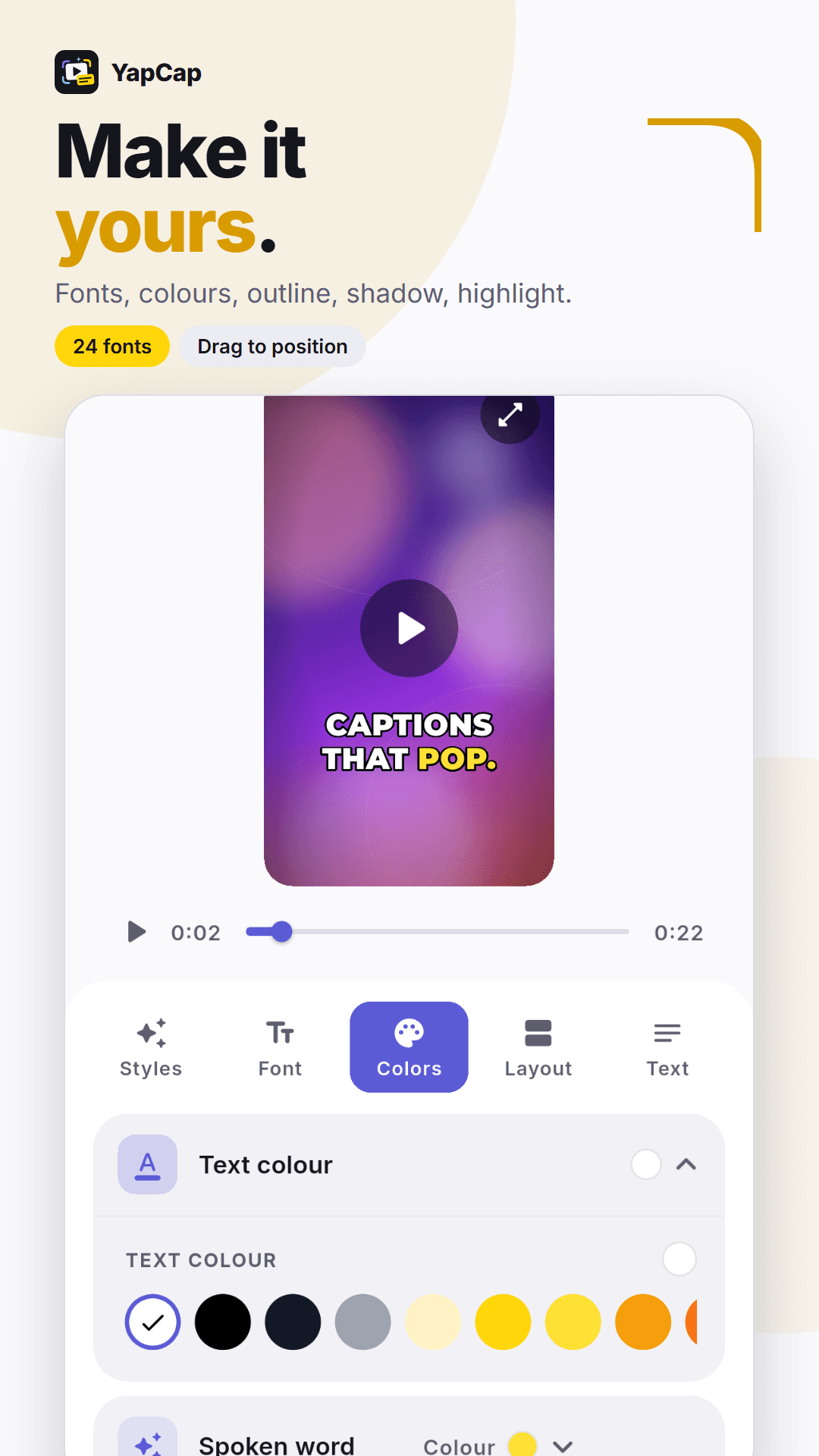 Colour and highlight controls