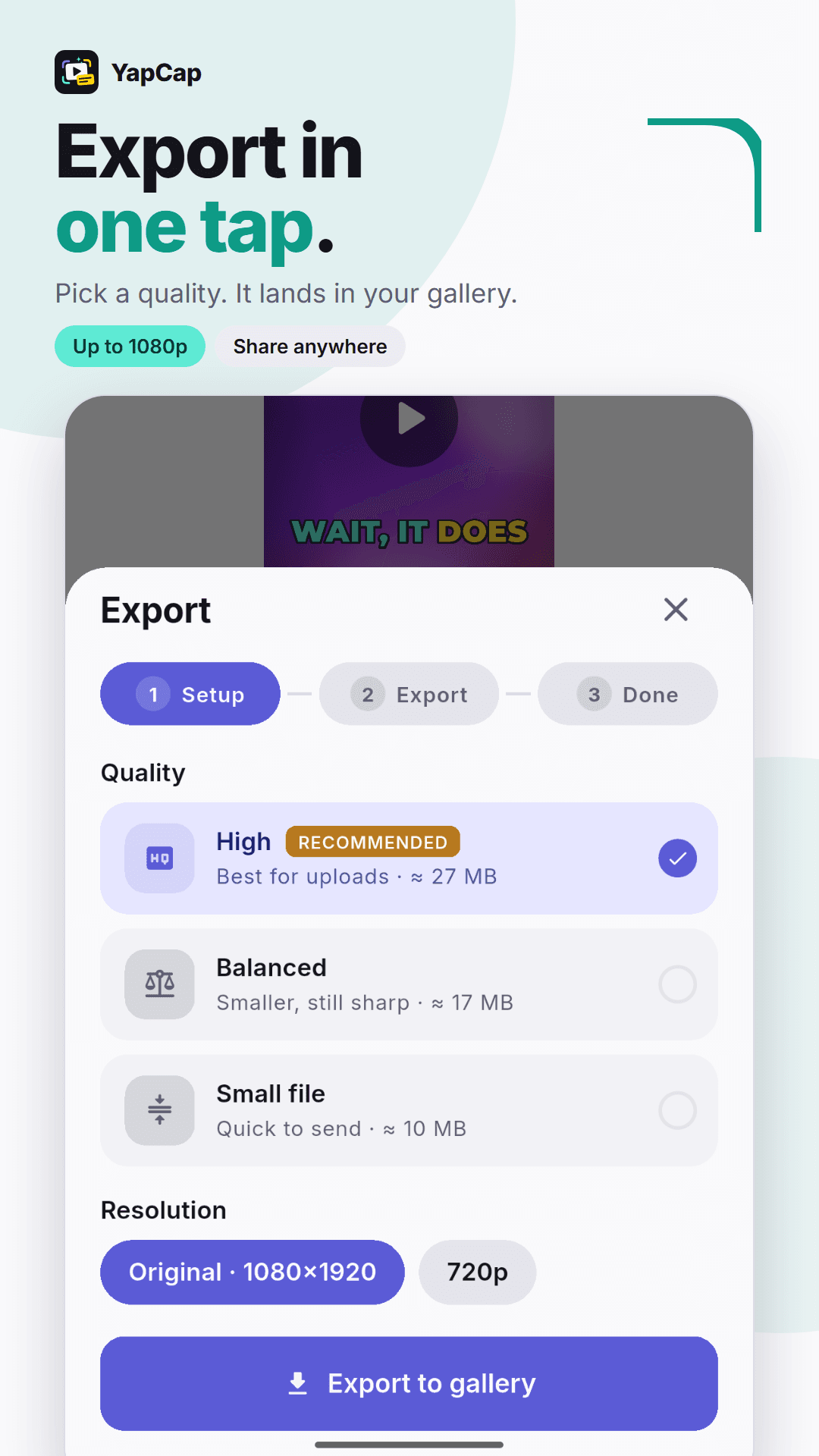 Export quality options
